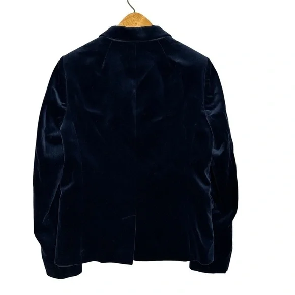 J. Crew Navy Blue Velvet Two Button Blazer Womens Size 8T - Picture 4 of 6